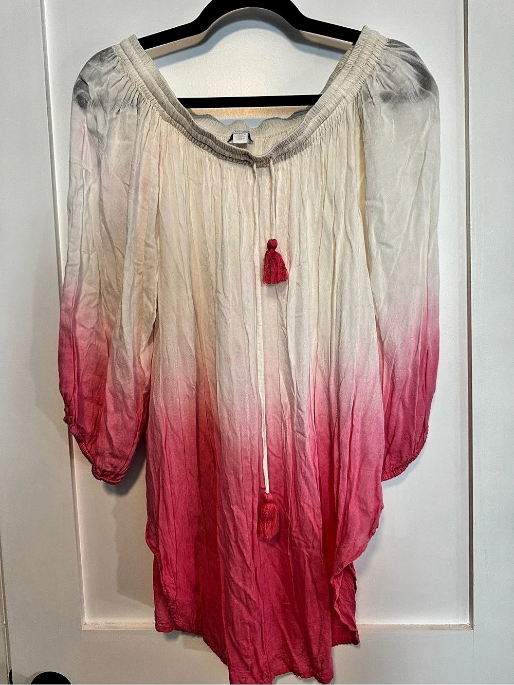 Saks Fifth Avenue Silk Ombré Tunic in Pink & White Size Large
